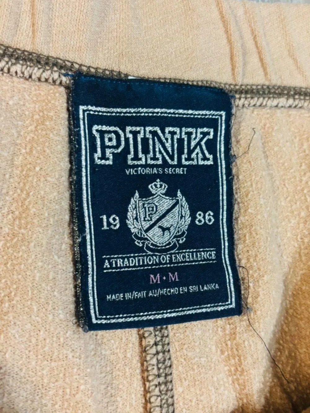 Y2K PINK Tan Wide Leg Lounge Pants With Love heart design size Medium